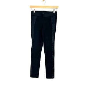 Vince Legging Womens XSmall Elastic Waist Black Satin Stripe Pants Poly Blend